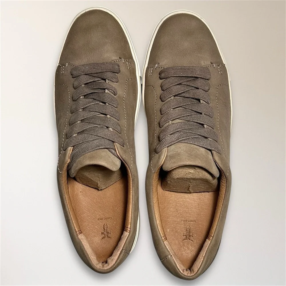 Frye Womens 9 Taupe Nubuck Leather‎ Sneakers Lace Up Casual Minimalist Street